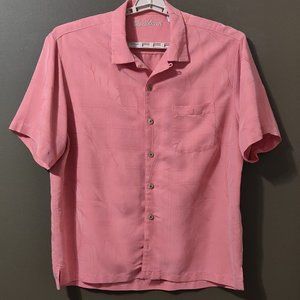 Caribbean Coral Textured Palm Leaves Hawaiian Shirt Men's XL